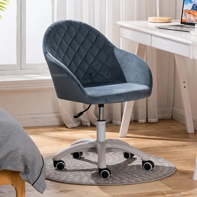 Nordic Furniture Velvet Office Chair for Office Student Study Lift Swivel Chair Home Comfortable Backrest Girl Pink Gaming Chair