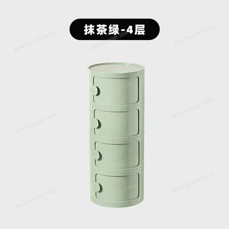 Nordic round Household Simple Creative Bedside Tables Bedroom Storage Cabinet Plastic Light Luxury Combination Small Cabinets