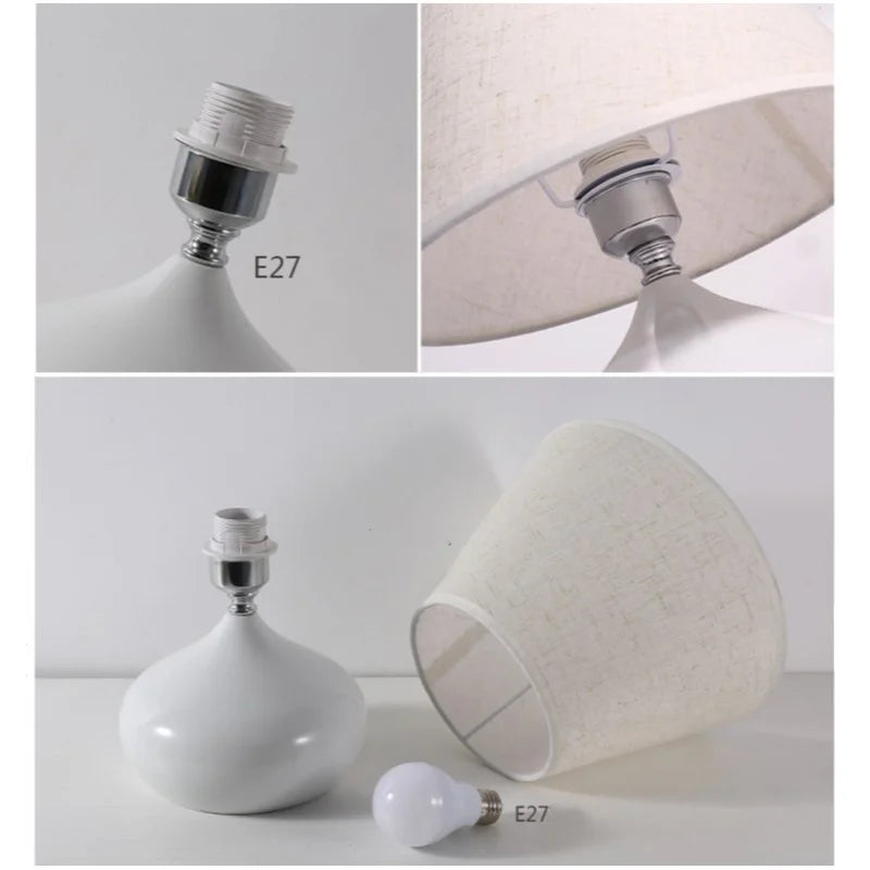 Modern Fashion Simplicity Ceramics Desk Lamp Iron Cloth Led Table Lamp for Bedroom Bedside Lamp Living Room Deco Lights Fixtures