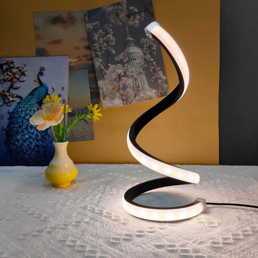 Simple Spiral External Emitting Bright Desktop Desk Lamp Table Lamps USB 3 Color for Living Room Bedroom Led Night Light Lamp