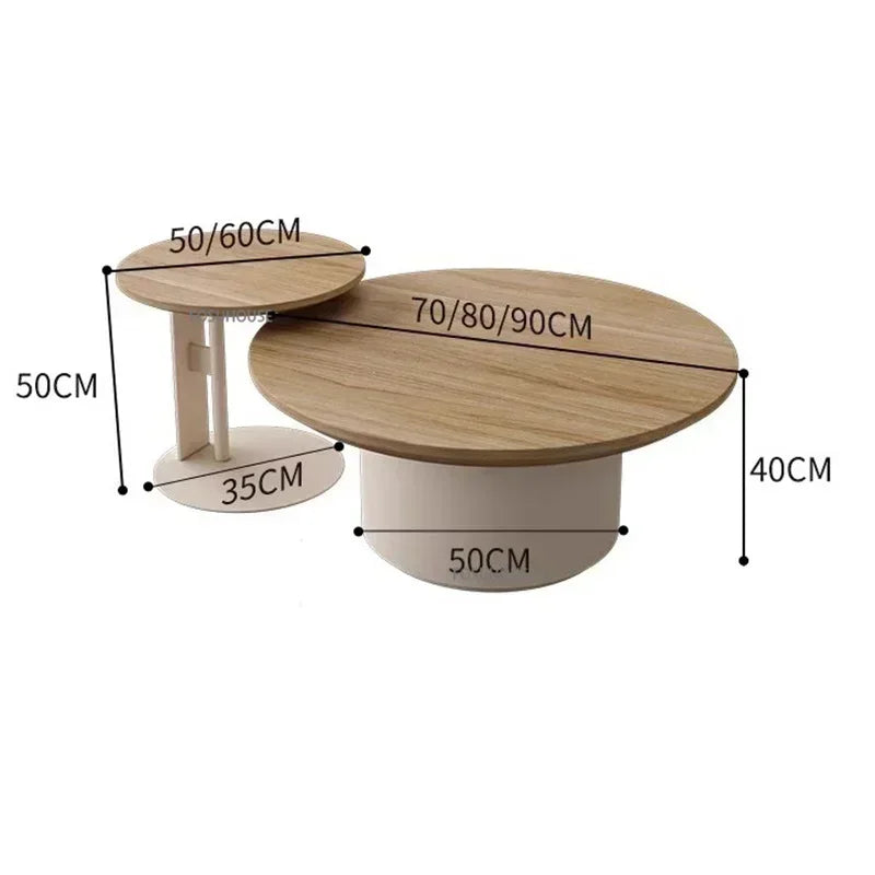 Nordic Solid Wood Coffee Table, Modern Designer Small Apartment Living Room Hotel Combination round Side Table, Minimalist