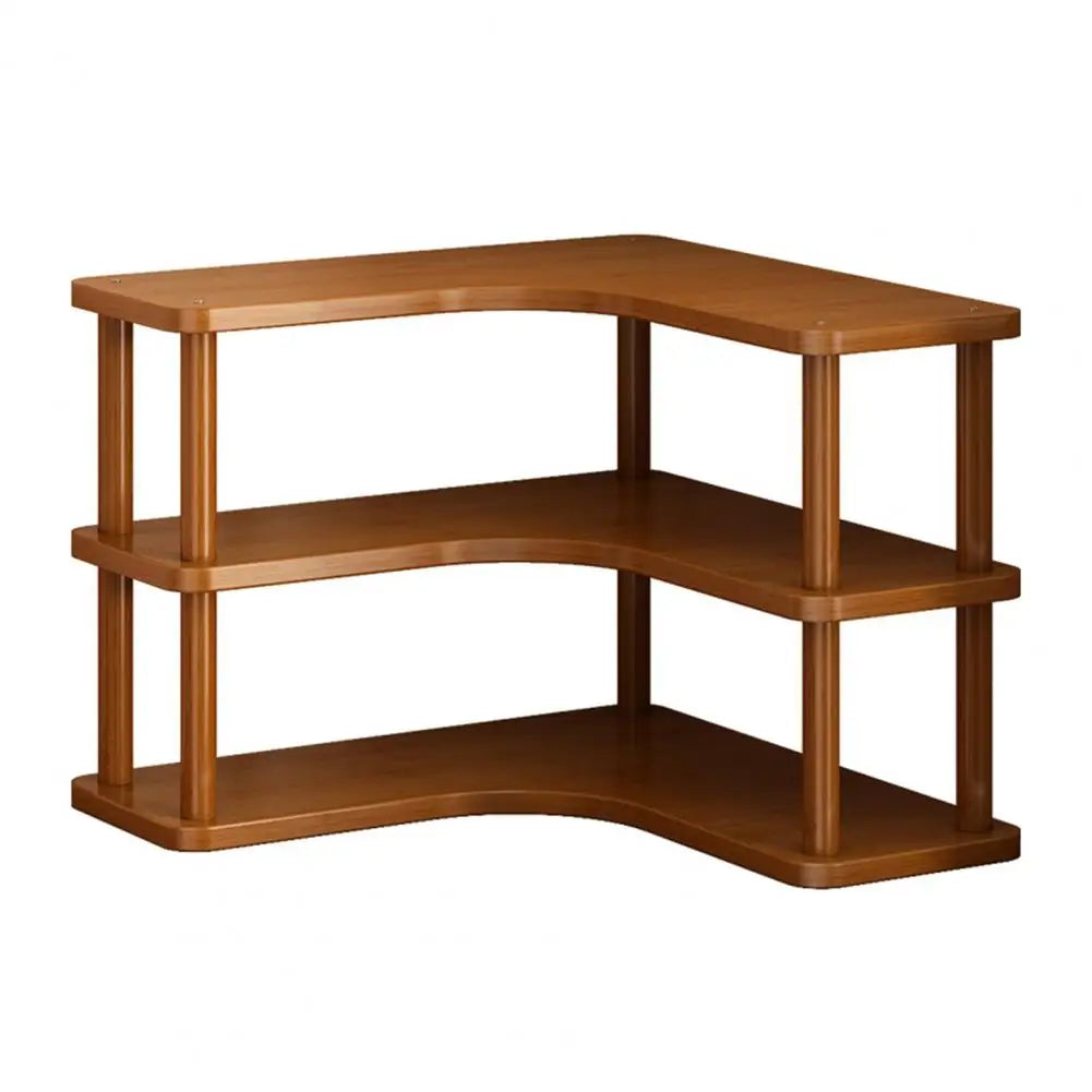 Minimalist Wooden Desk Organizer 3-Tier Corner Shelf for Books, Plants Office Supplies Handmade Multi-Level Storage Stand Tea