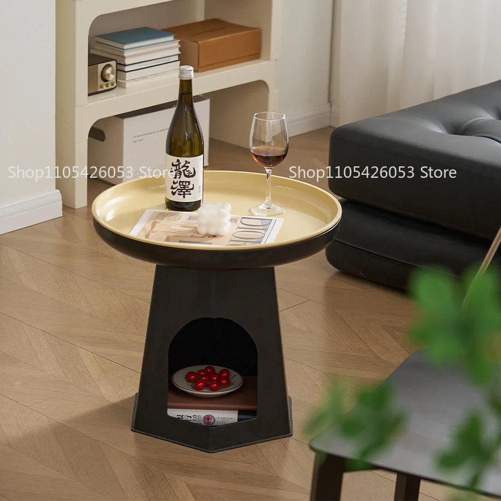 Cream Wind Sofa Edge Few Corners Simple Modern Living Room Small round Table Household Creative Plastic Bedside Table Rack