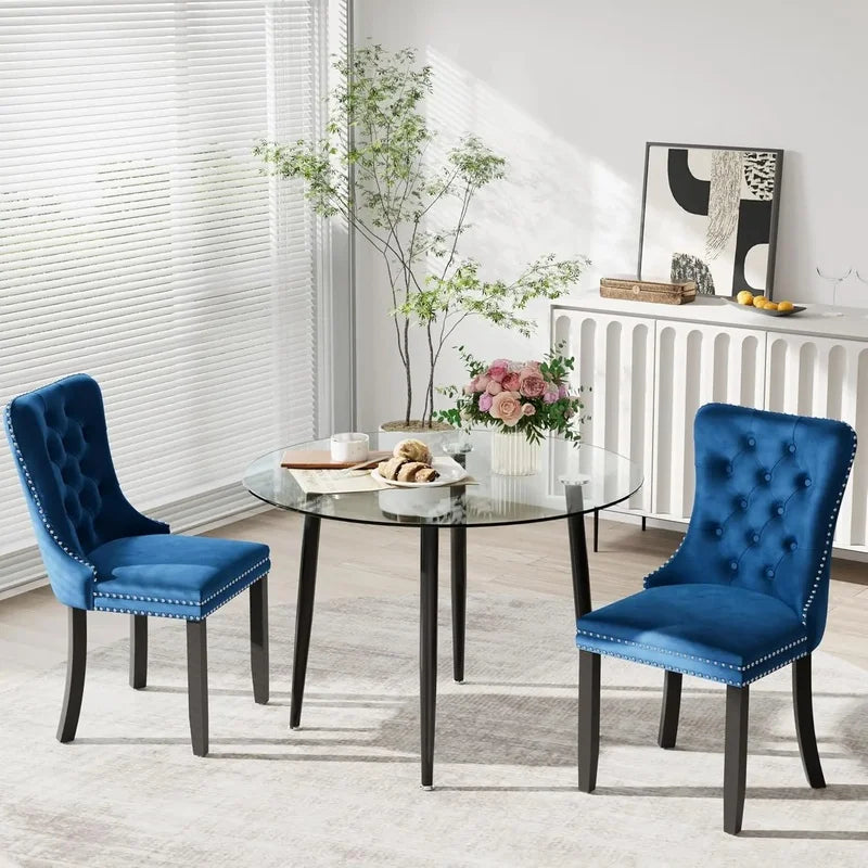 36'' Modern Minimalist round Glass Top Dining Set for 4, Luxury Circular Kitchen Table and Chairs.