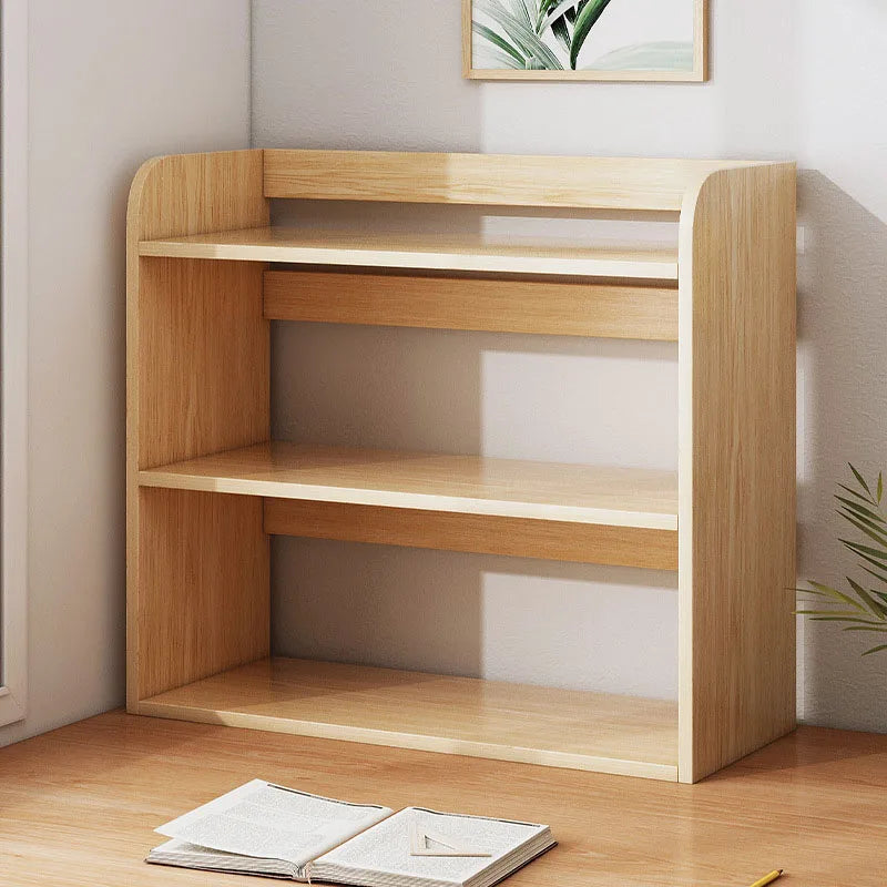 3 Tier Desktop Bookshelf Storage Shelves Wooden Open Bookcase Locker for Daily Household Children Study Bedroom Office Supplies