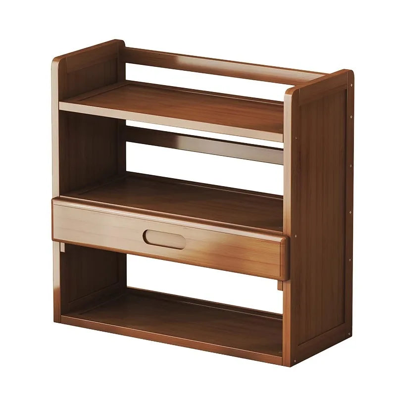 Bamboo Desktop Multi-Layer Storage Rack, Student Desk Storage Cabinet, Office File Rack, Bookshelf, Miscellaneous Storage Rack