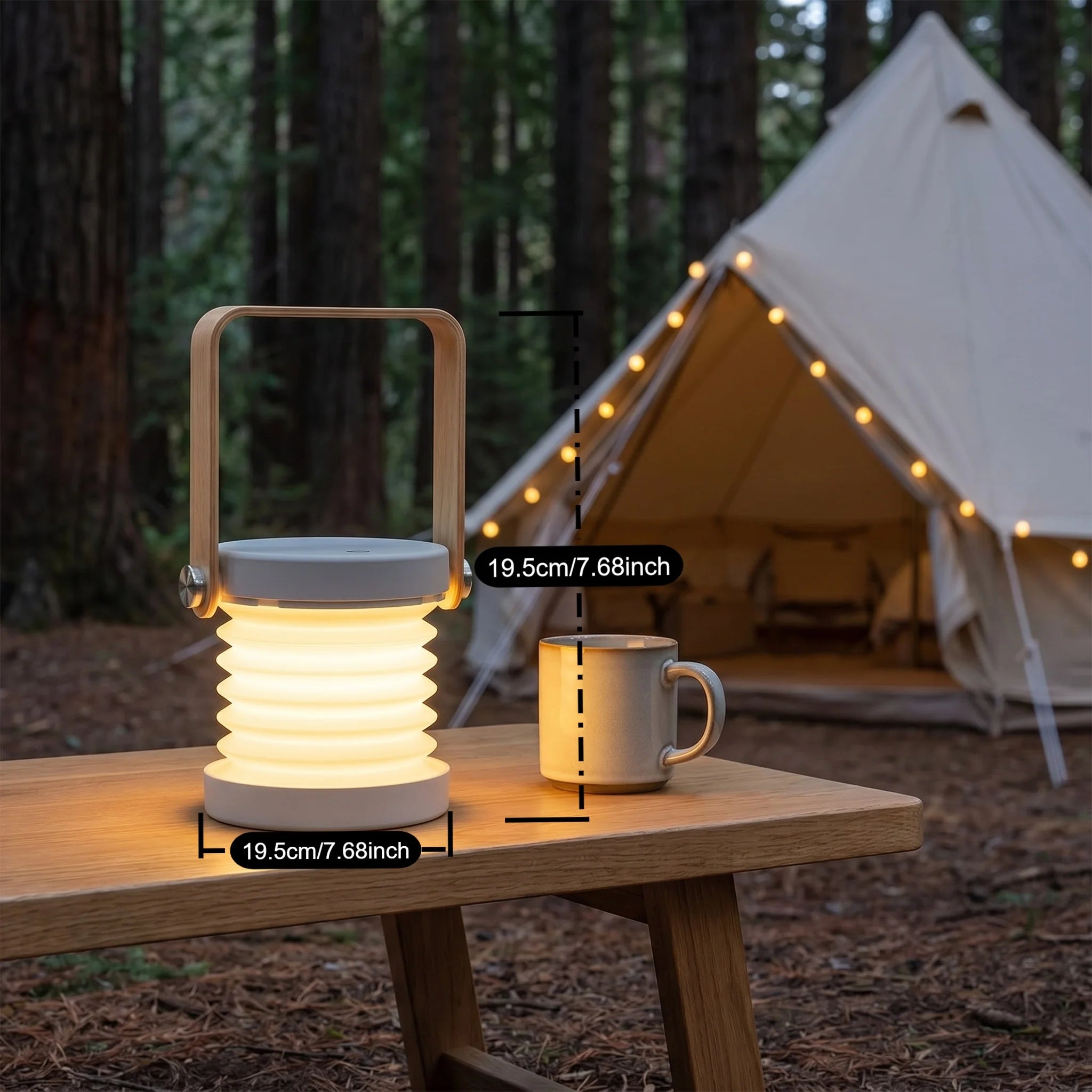 Telescopic Hanging Lantern Table Light, Portable Folding Desk Handheld Lamp, Dimmable Bedside Reading Camping Night Light