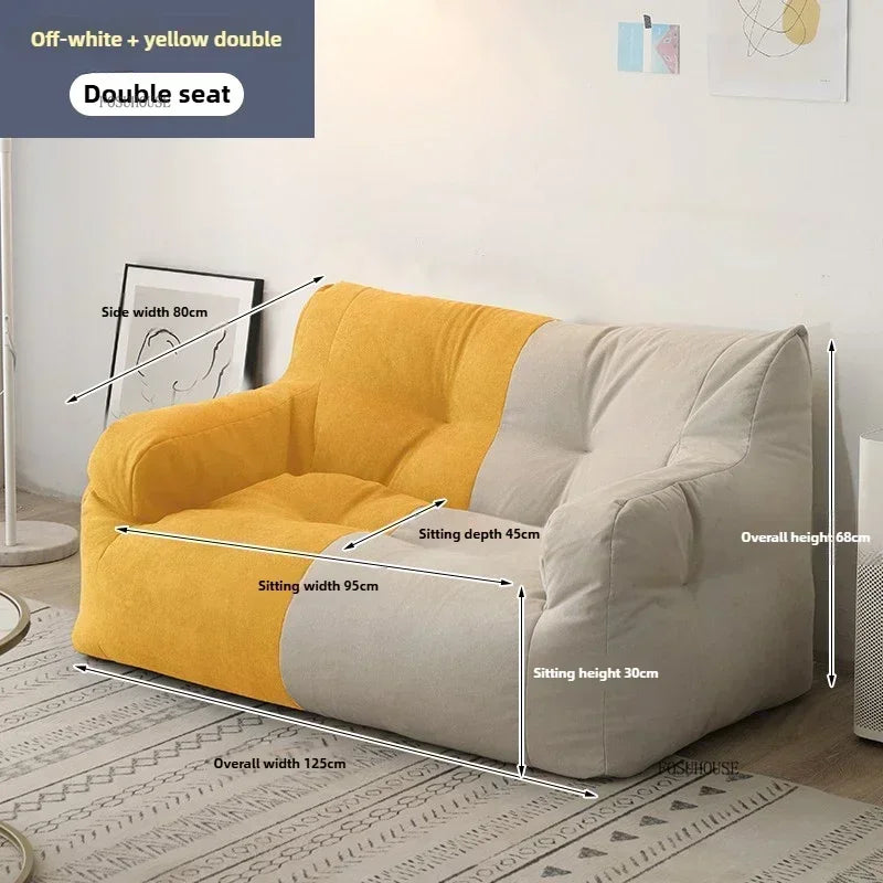 Ljylazy Linen Single Double Minimalist Sofa Leisure Bean Bag Chair Living Room Personality Puffs Sofa Creative Home Furniture