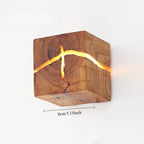 Entrance Background Decoration Cracked Wood Grain Wall Lamp Creative Square Nordic Solid Wood Wall Bedside Lamp