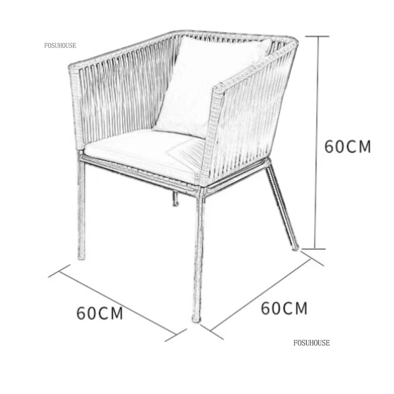 Nordic Aluminum Alloy Outdoor Table and Chair Set Villa Courtyard Garden Leisure Hemp Rope Chairs Outdoor Garden Furniture Sets