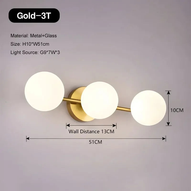 Nordic Indoor LED Wall Lights Decor for Bedroom Living Room G9 7W Frosted Glass Ball LED Wall Lamps Wall Sconce Lighting Fixture