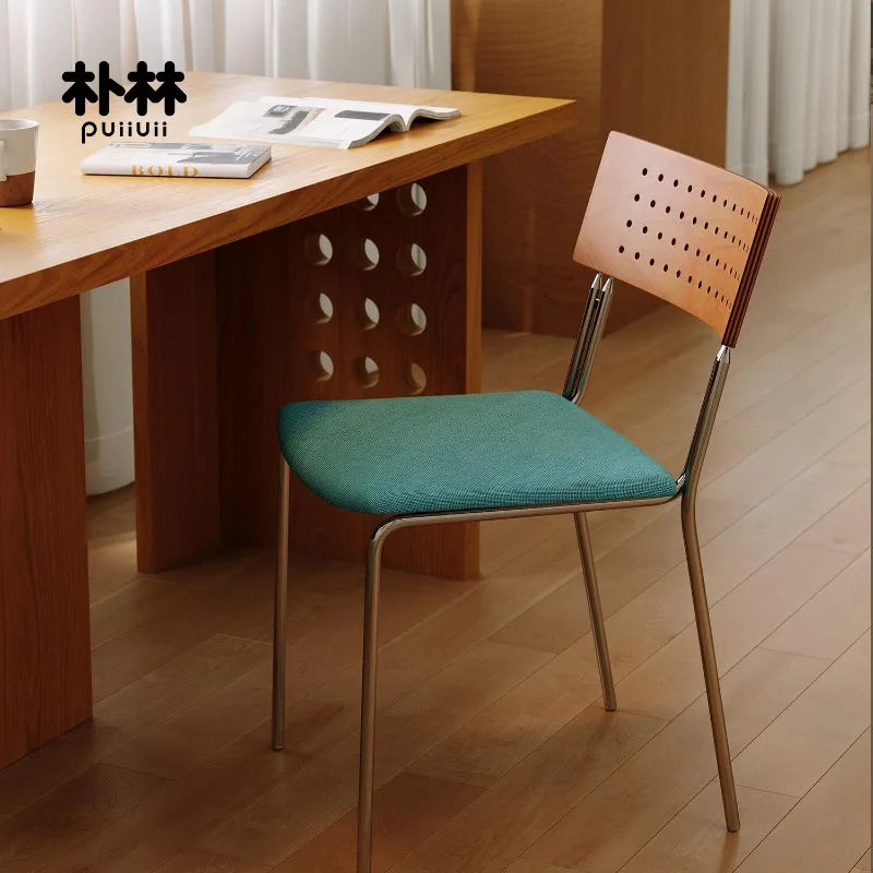 Modern Style Dining Chair Retro Solid Wood Armless Kitchen Seats Vintage Accent Chairs Rustic Decor Furniture