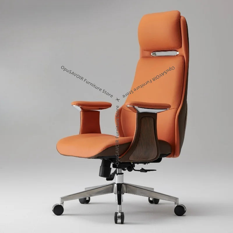 High-Back Genuine Leather Executive Swivel Chair - Ergonomic Office Desk Chair for Prolonged Sitting Home & Business Use JT40