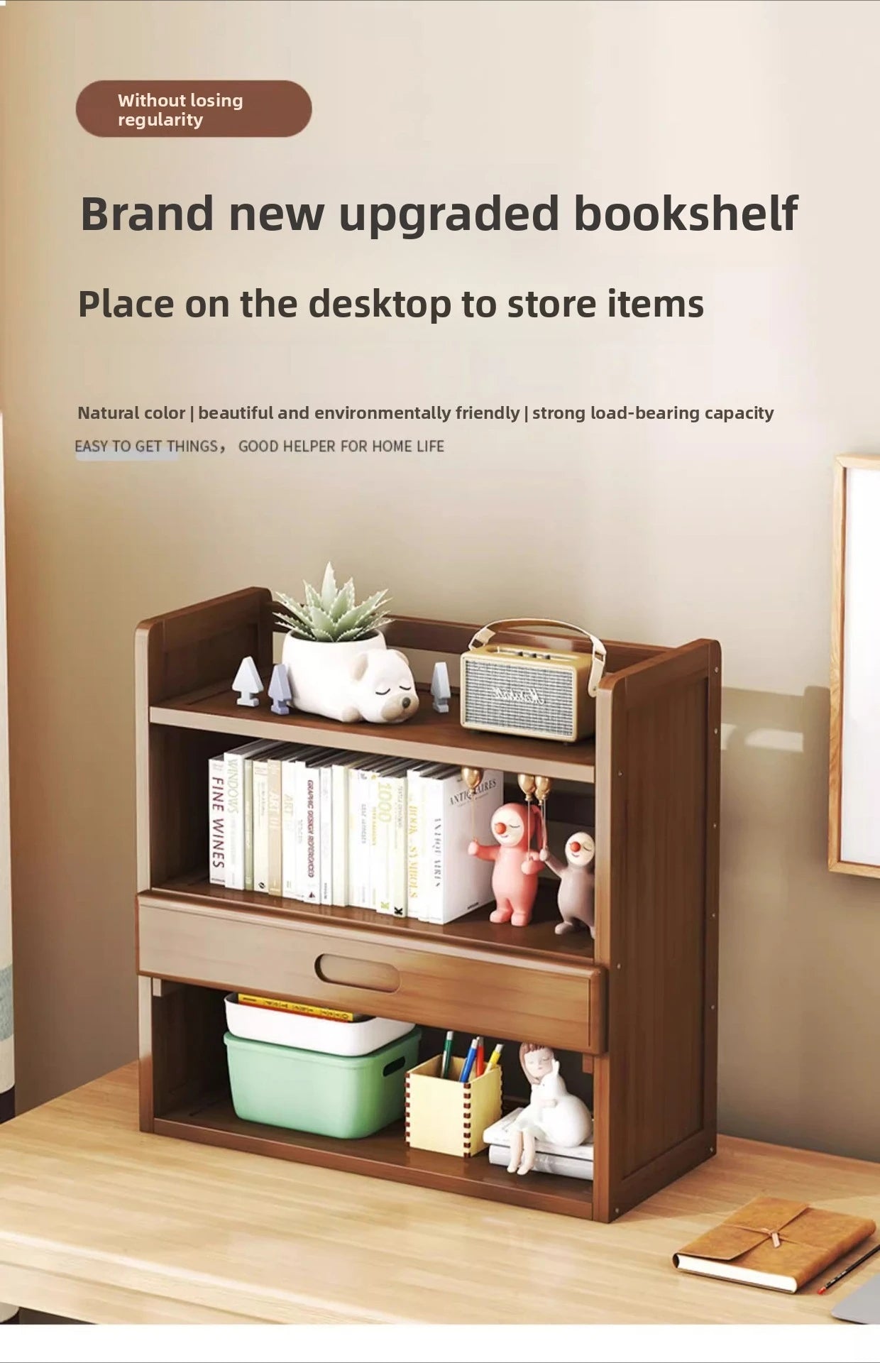 Bamboo Desktop Multi-Layer Storage Rack, Student Desk Storage Cabinet, Office File Rack, Bookshelf, Miscellaneous Storage Rack