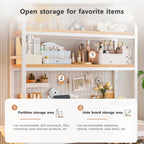 Bookshelf Bookcase with Grid Desktop Multi-Layer Wrought Iron Shelf Student Computer Desk Table Hole Board Table Wooden Shelves