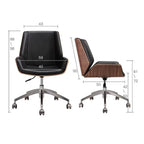 Luxury Leather Office Chair with Solid Wood Accent，Modern Swivel Executive Chair for Home Office Conference Room