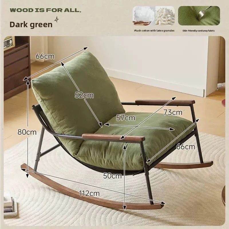 Single Rocking Chair, Balcony Leisure Chair, Recliner, Household Living Room Bean Bag Chair, Bedroom Nap Chair, Lounge Chair