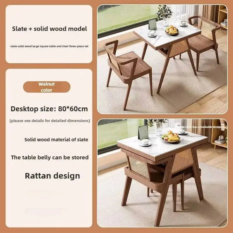 Garden Leisure Balcony Tea Table Solid Three-Piece Patio Furniture Rattan Wood Outdoor Tables and Chairs Furniture Nordic Sets M