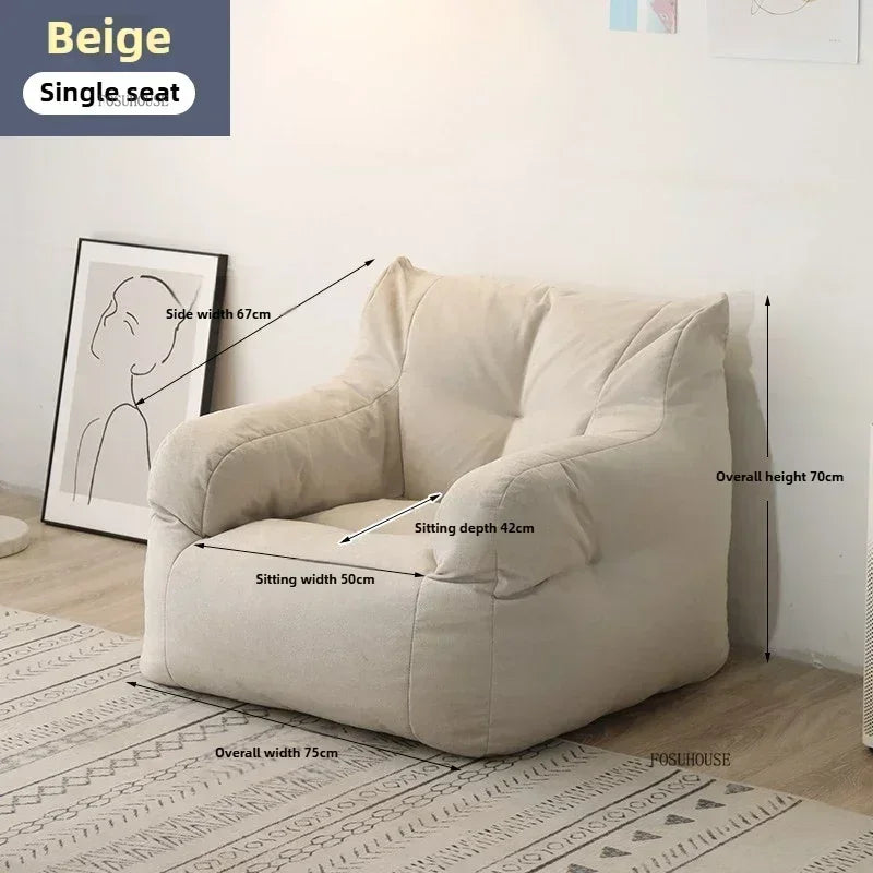 Ljylazy Linen Single Double Minimalist Sofa Leisure Bean Bag Chair Living Room Personality Puffs Sofa Creative Home Furniture