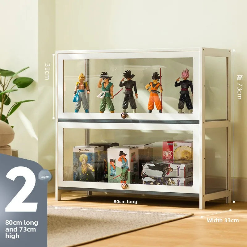 Figure Display Cabinet Imitation Glass Transparent Dust-Proof Display Cabinet Lego Toys Acrylic Storage Box Bookcase Shelf
