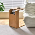 MOMO Nordic Solid Wood C-Shaped Sofa Side Table Wabi-Sabi Style Danish Designer Magazine Holder Modern Small Cabinet