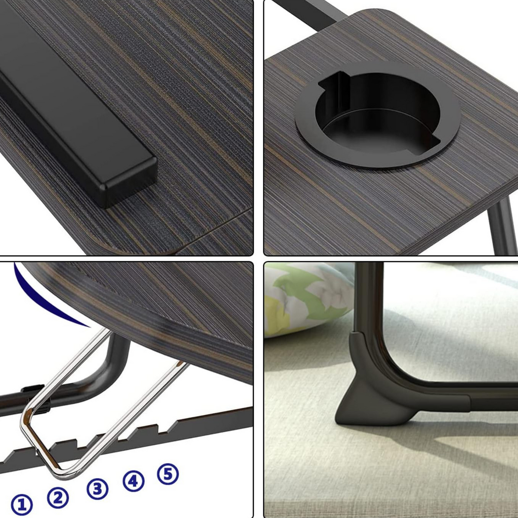 Adjustable tabletop lap desk with built-in cup holder