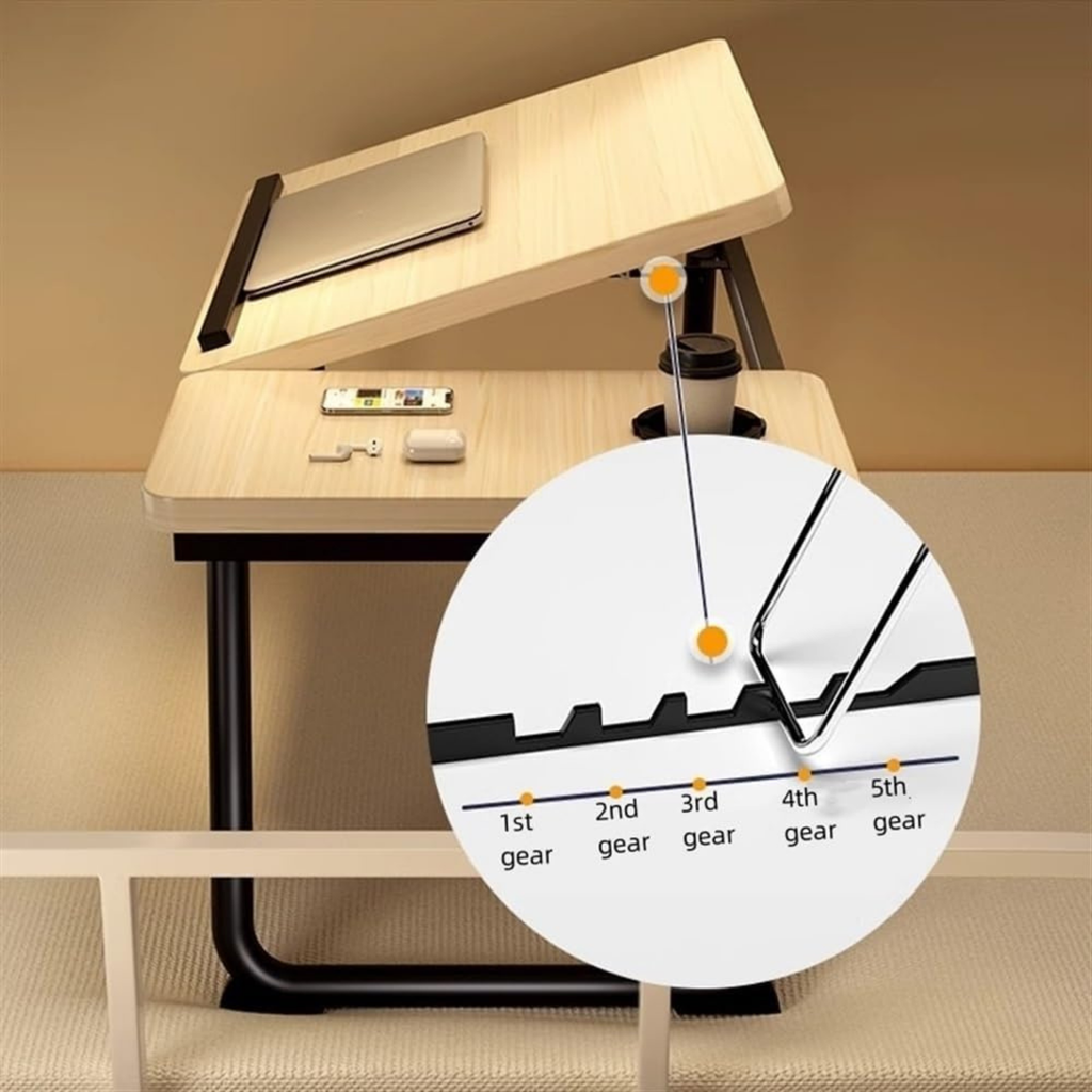 Adjustable tabletop lap desk with built-in cup holder