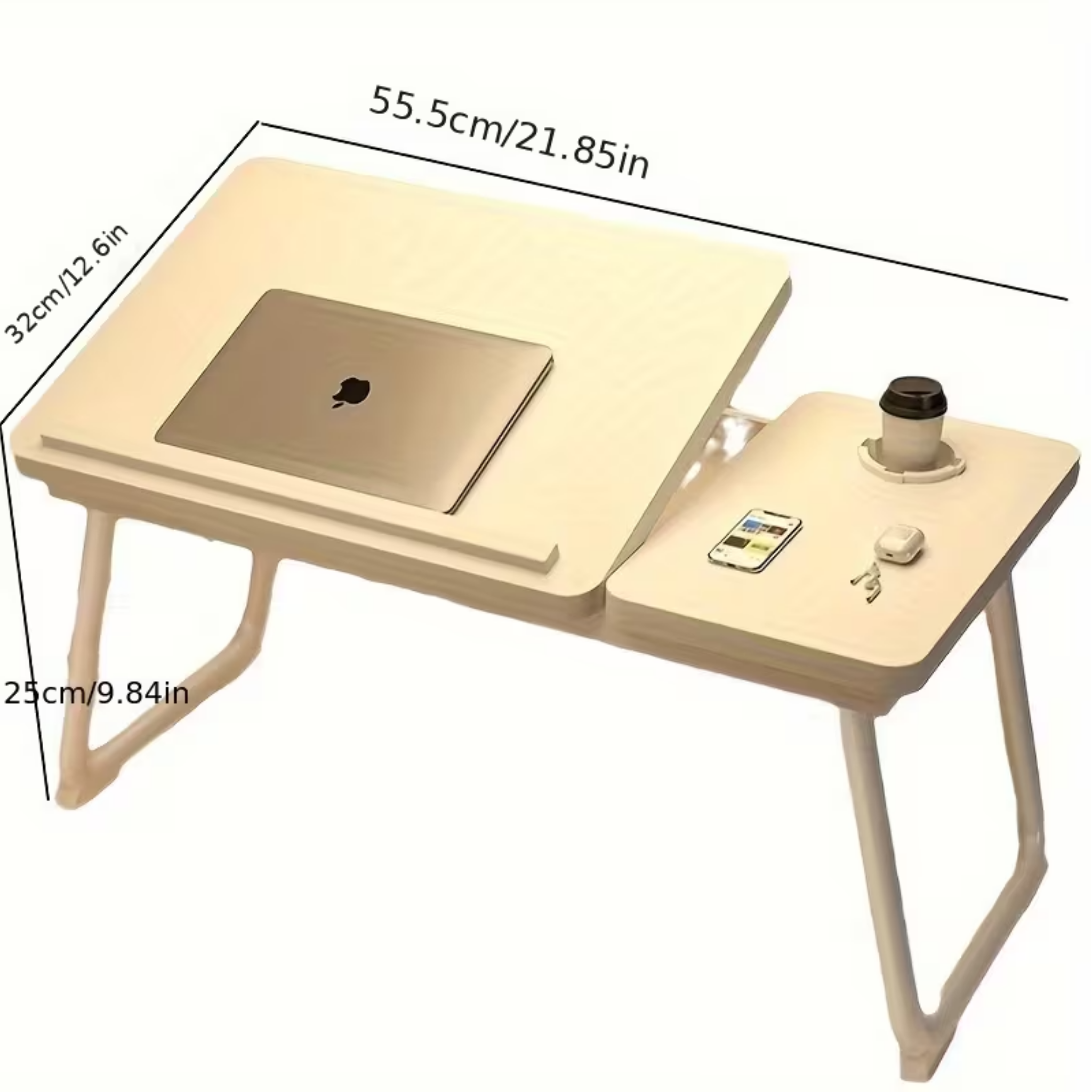 Adjustable tabletop lap desk with built-in cup holder