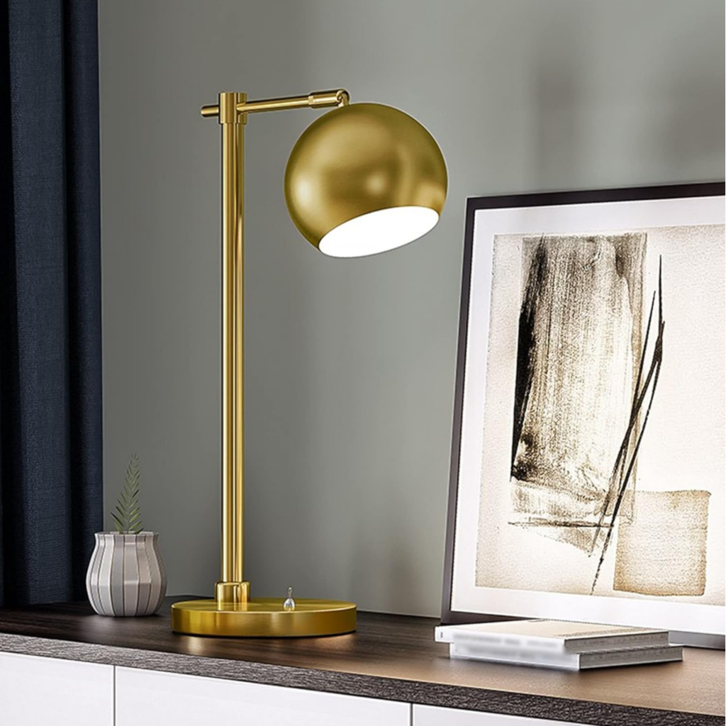 Side view of the adjustable iron desk lamp