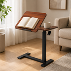 Adjustable rolling computer desk with wheels