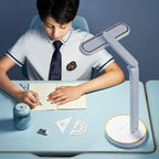 LED Clock Table Lamp USB Chargeable Dimmable Desk Lamp Plug-In LED Light Foldable Eye Protection Reading Night Light