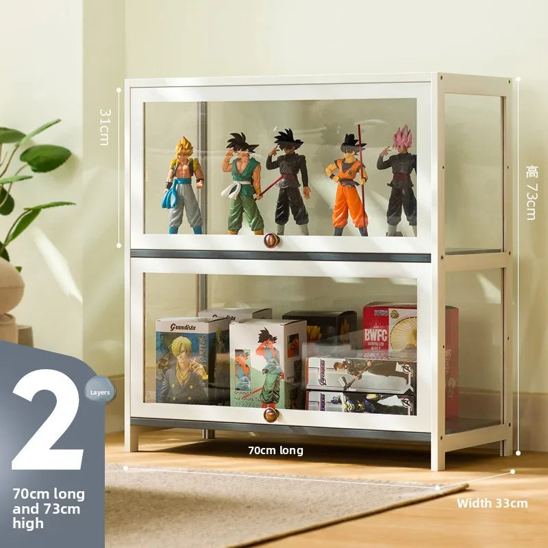 Figure Display Cabinet Imitation Glass Transparent Dust-Proof Display Cabinet Lego Toys Acrylic Storage Box Bookcase Shelf