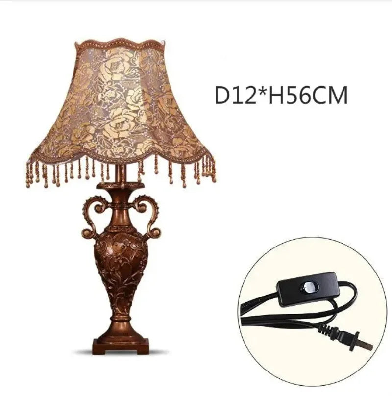 Foot Switch Classical Medieval Floor Lamp Resin Vintage Living Room Home Lustre Fixtures with Retro Pastoral Lampshade Lamp