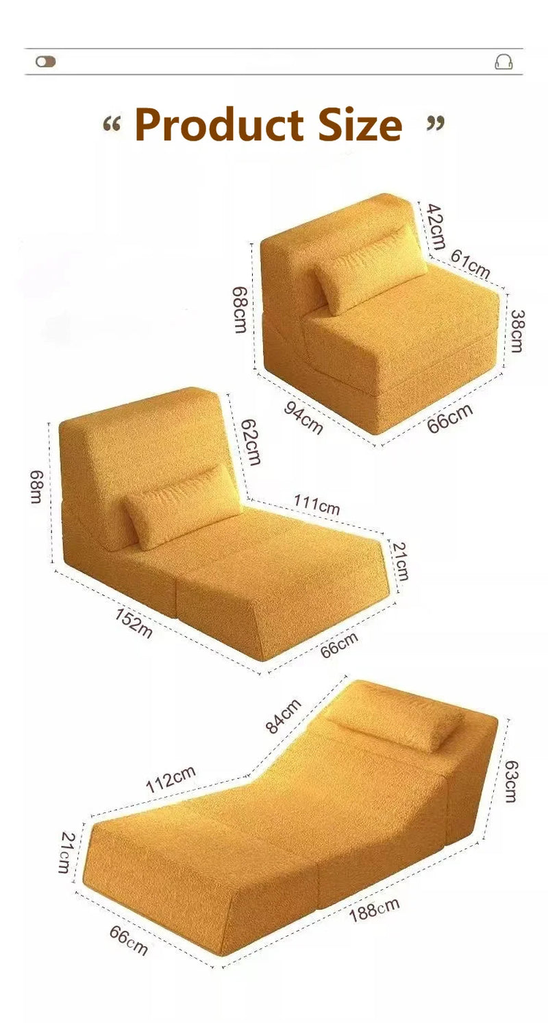 Foldable Fabric Sofa Bed, Dual-Use Sofa for Living Room and Bedroom, Single Compression