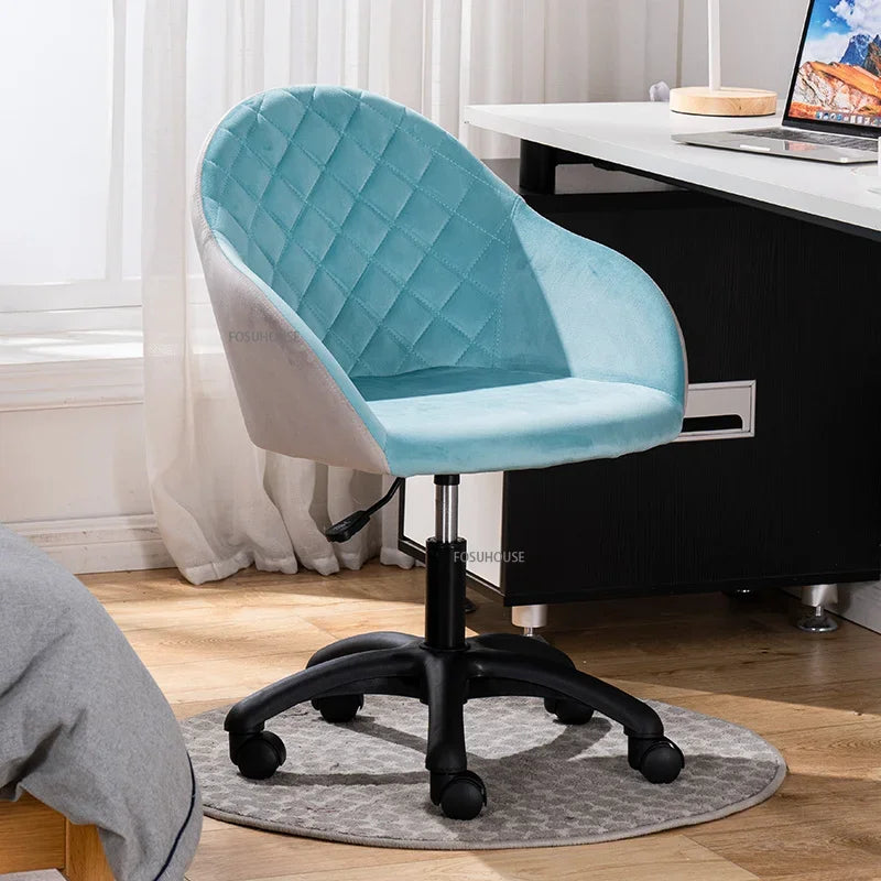 Nordic Furniture Velvet Office Chair for Office Student Study Lift Swivel Chair Home Comfortable Backrest Girl Pink Gaming Chair