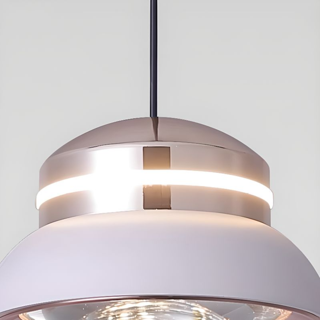 Aluminum dome shade detail on LED pendant light