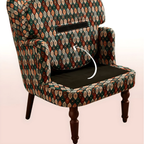Cushion detail of fabric armchair
