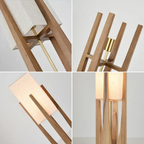 Ash wood detail of Chinese style floor lamp