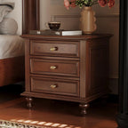 Premium Brown Oak Nightstand Modern Minimalist Style Stainless Steel Legs Drawer Storage Custom Furniture Option