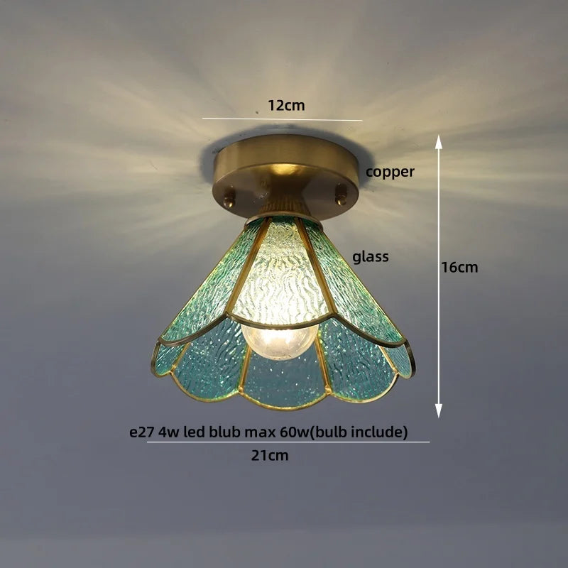 Flush Mount LED Ceiling Light Fixture Bathroom Kitchen Bedroom White Peace Dove Copper Tiffany Glass Plafond Lamp Lamparas