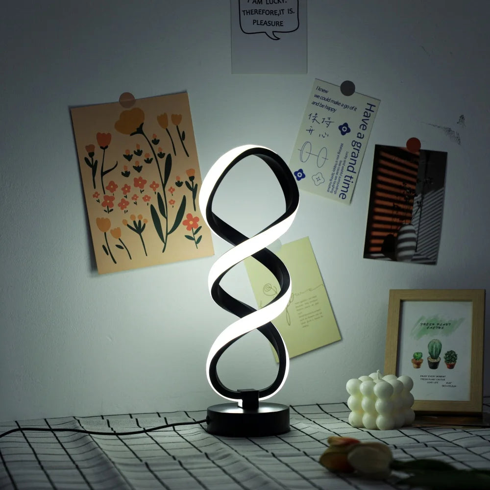 LED Ironwork High Legged Pleated Desk Lamp with USB Plug Three Color Stepless Dimming Bedside Touch Creative Bedroom Desk Lamp
