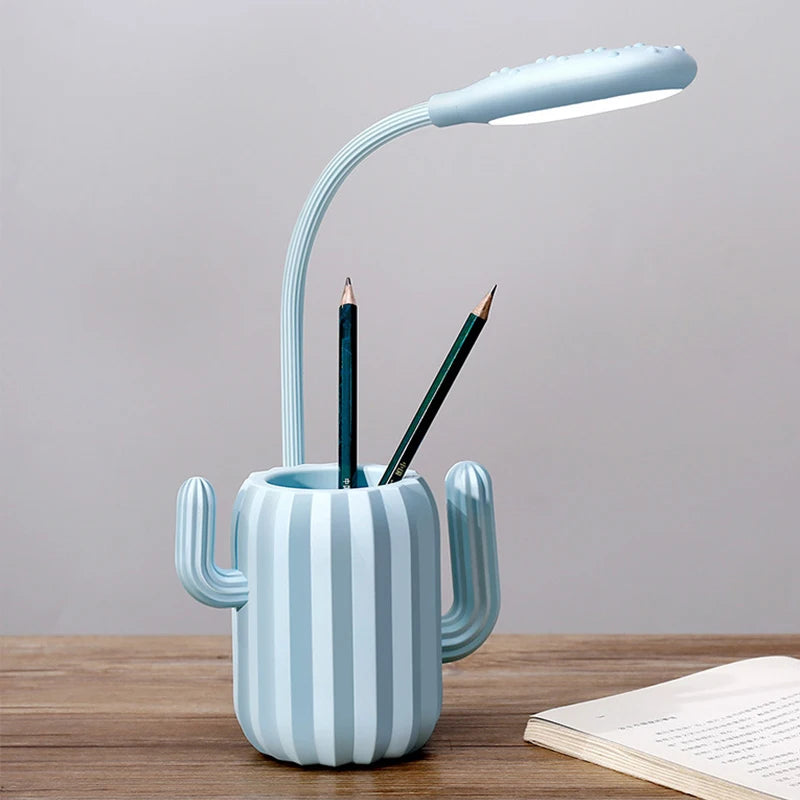 Creative LED Multi-Function Eye Protection Table Lamp Multi-Use Cactus Storage Table Lamp Student Reading USB Charge Night Light