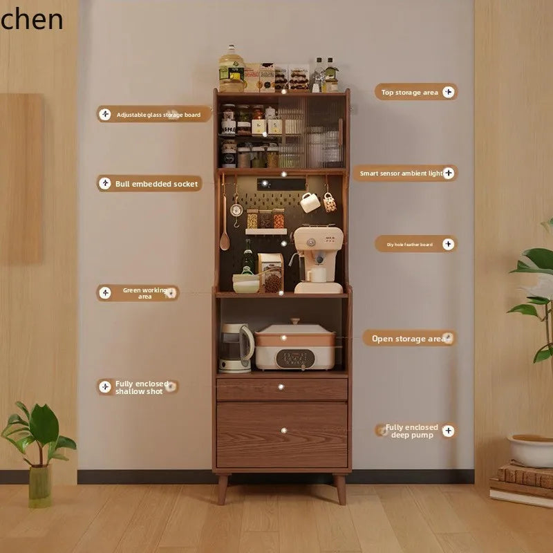 CZ Solid Wood Sideboard Cabinet Storage Small Apartment Kitchen Wall-Mounted Storage Cabinet Tea Cabinet