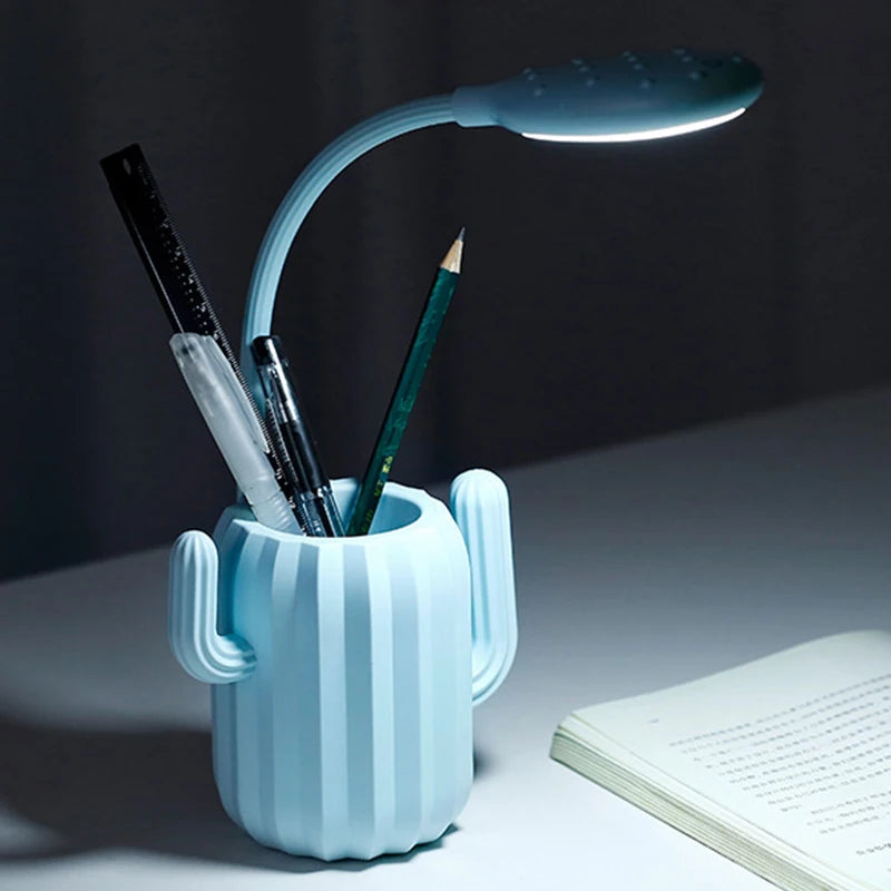 Creative LED Multi-Function Eye Protection Table Lamp Multi-Use Cactus Storage Table Lamp Student Reading USB Charge Night Light
