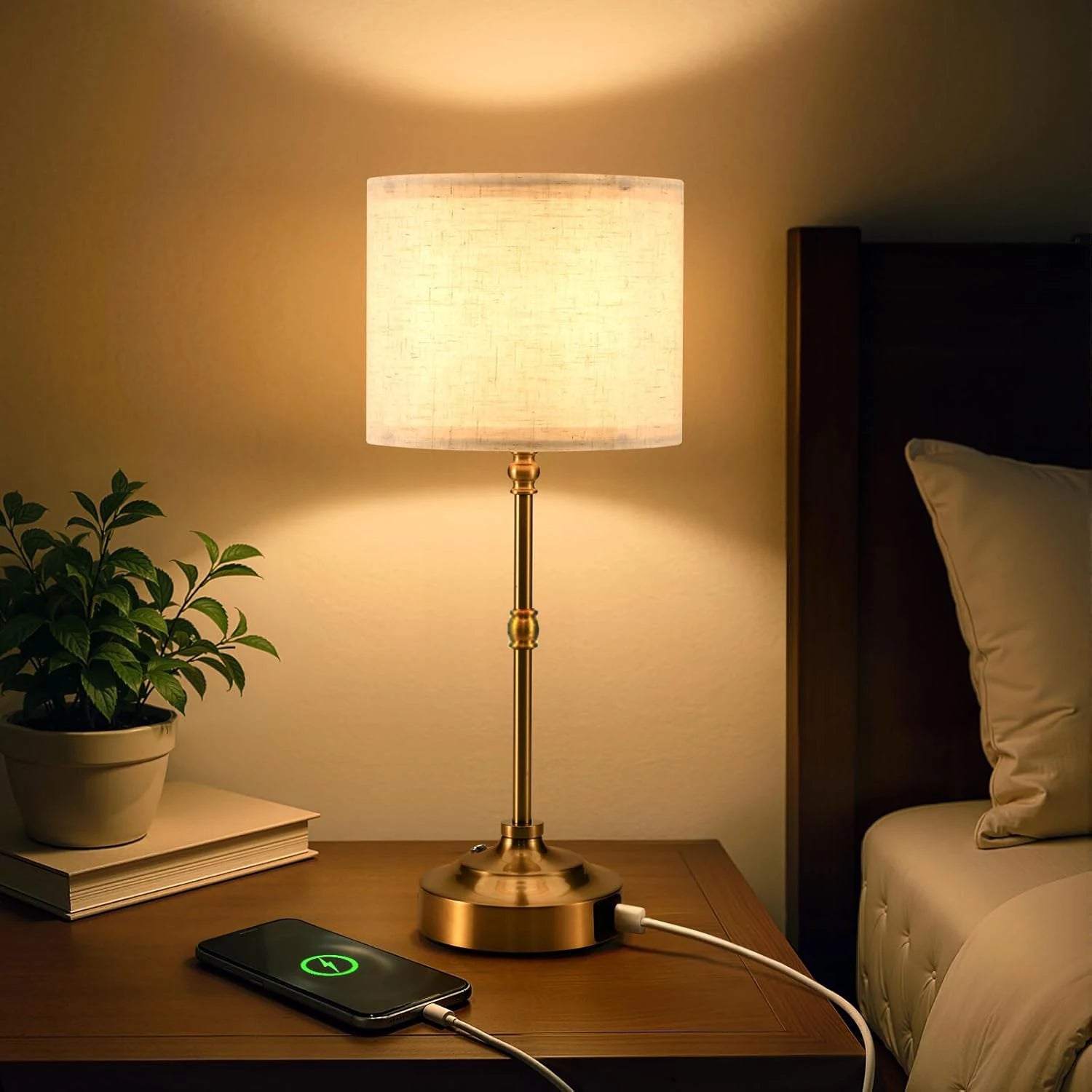 Cordless Table Lamps Rechargeable Battery Lamp with 3-Level Dimmable Fabric Touch Bedside Lamps for Bedroom, Living Room