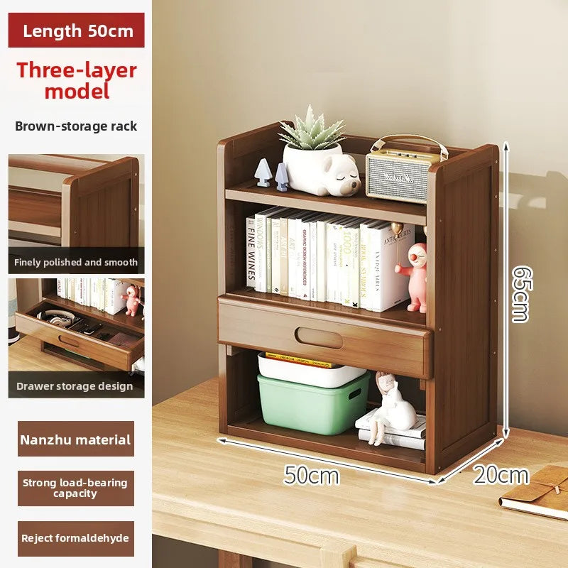 Bamboo Desktop Multi-Layer Storage Rack, Student Desk Storage Cabinet, Office File Rack, Bookshelf, Miscellaneous Storage Rack