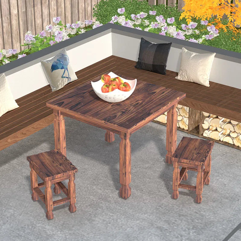 Outdoor Courtyard Anticorrosive Solid Wood Tables and Chairs Outdoor Open-Air Balcony Garden Waterproof and Sunscreen Leisure Ta