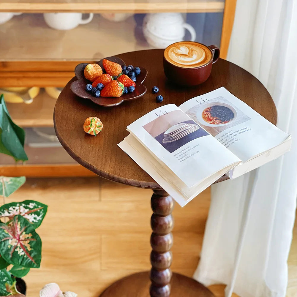 French Retro American Solid Wood Edge Table, Small Coffee Table, Living Room Sofa, Bedside Table, Balcony, Leisure Table
