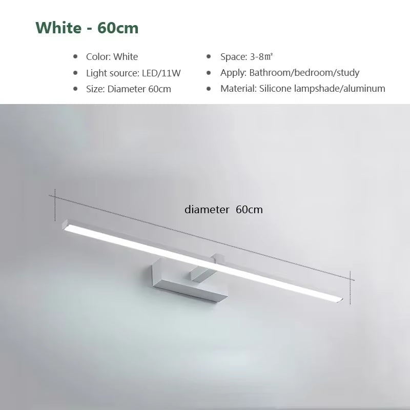 Modern LED Wall Lamp Bathroom Hardwares Sconce Three Colors Lights Aluminum Bathroom Bath Mirror Line Home Decor Light Fixture