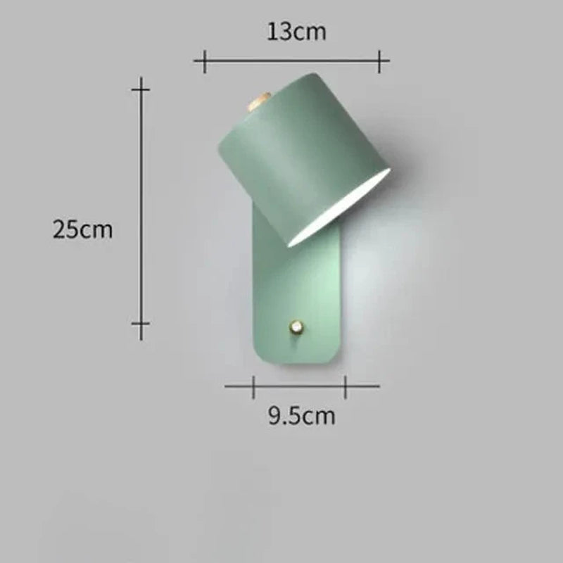 LED Wall Lamp with Switch Nordic Bedroom Bedlight Study Dining Room Corridor Macaron Minimally Home Decorative Light Fixture